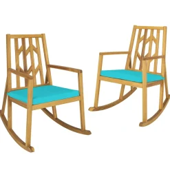 Tangkula Acacia Wood Patio Rocking Chair, Outdoor Porch Rocker