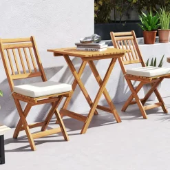 Tangkula Acacia Wood Patio Bistro Set 3