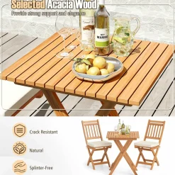 Tangkula Acacia Wood Patio Bistro Set 3