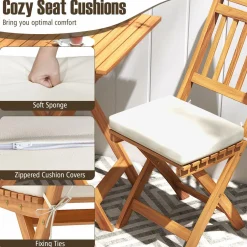 Tangkula Acacia Wood Patio Bistro Set 3