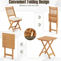 Tangkula Acacia Wood Patio Bistro Set 3