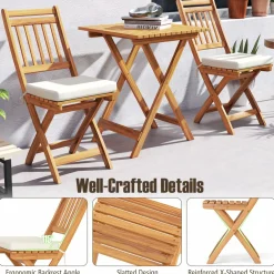Tangkula Acacia Wood Patio Bistro Set 3