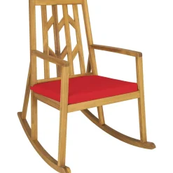 Tangkula Acacia Wood Patio Rocking Chair, Outdoor Porch Rocker