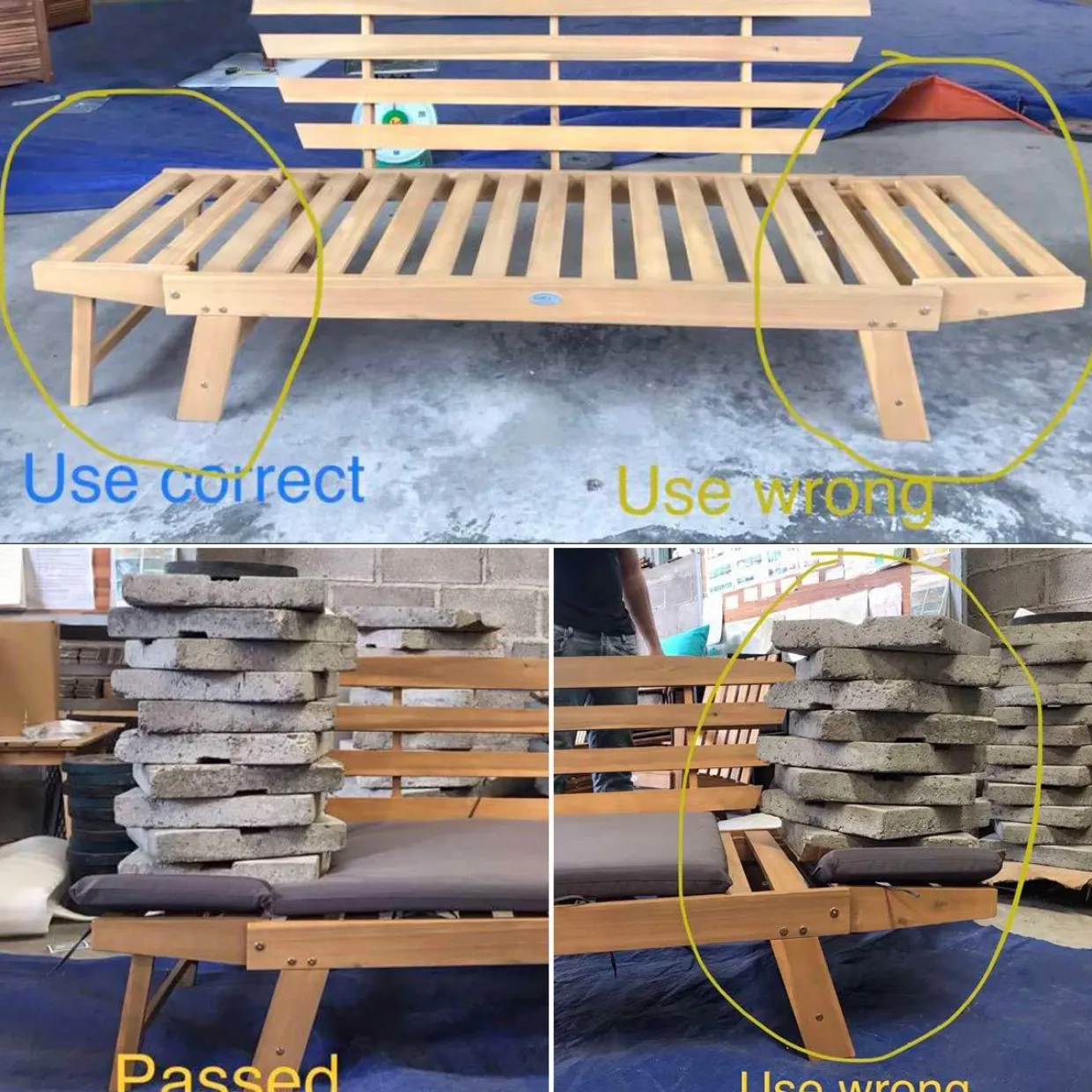 Tangkula Acacia Wood Patio Convertible Couch Sofa Bed with Adjustable Armrest
