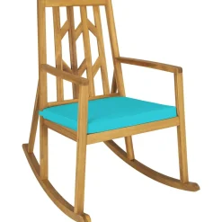 Tangkula Acacia Wood Patio Rocking Chair, Outdoor Porch Rocker