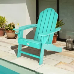 Tangkula Adirondack Chair Outdoor, Fade Resistant HDPE Armchairs with Cup Holder