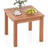Tangkula Adirondack Outdoor Side Table, 18" Small Square Patio End Table with Slatted Tabletop