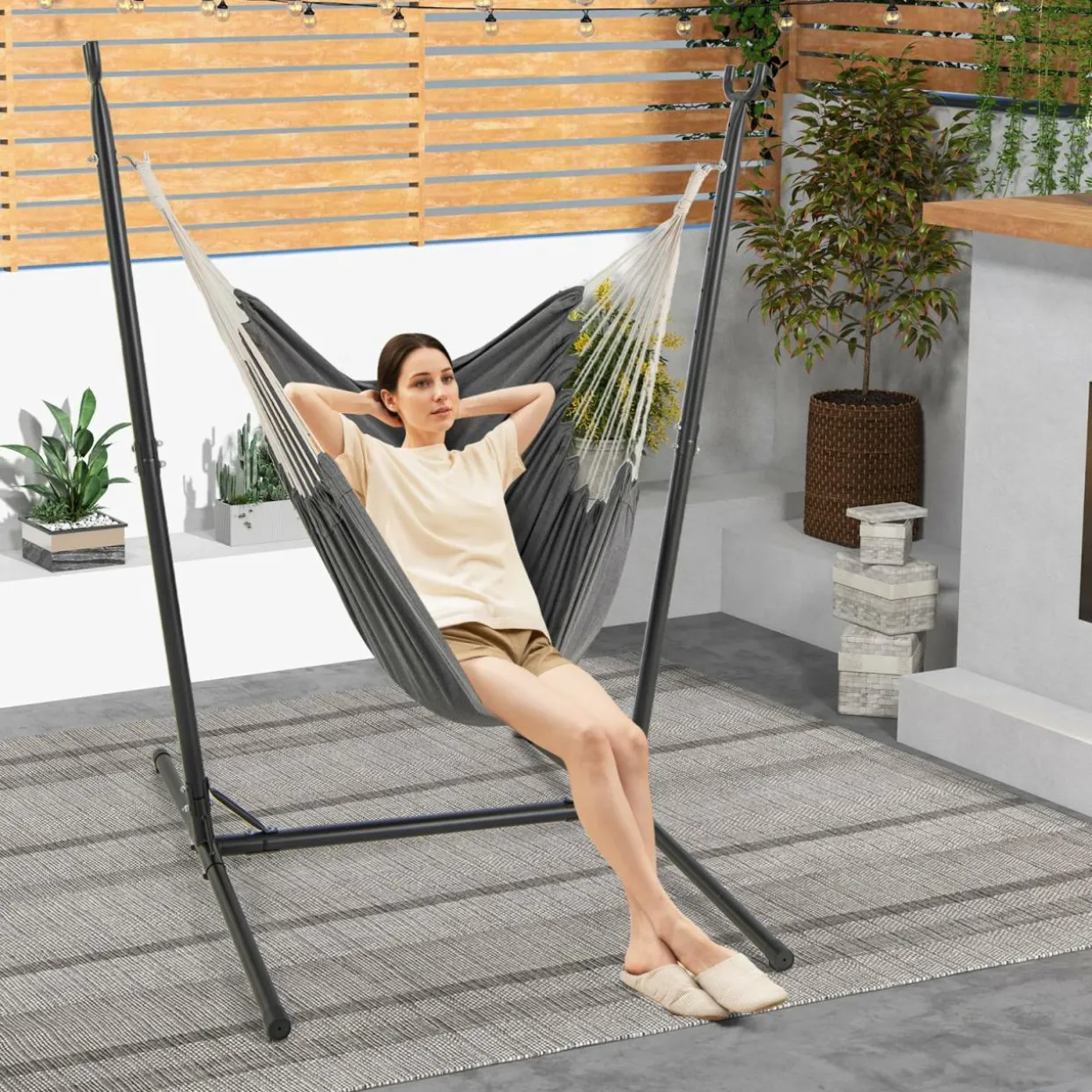 Tangkula Adjustable Hammock Chair with Stand