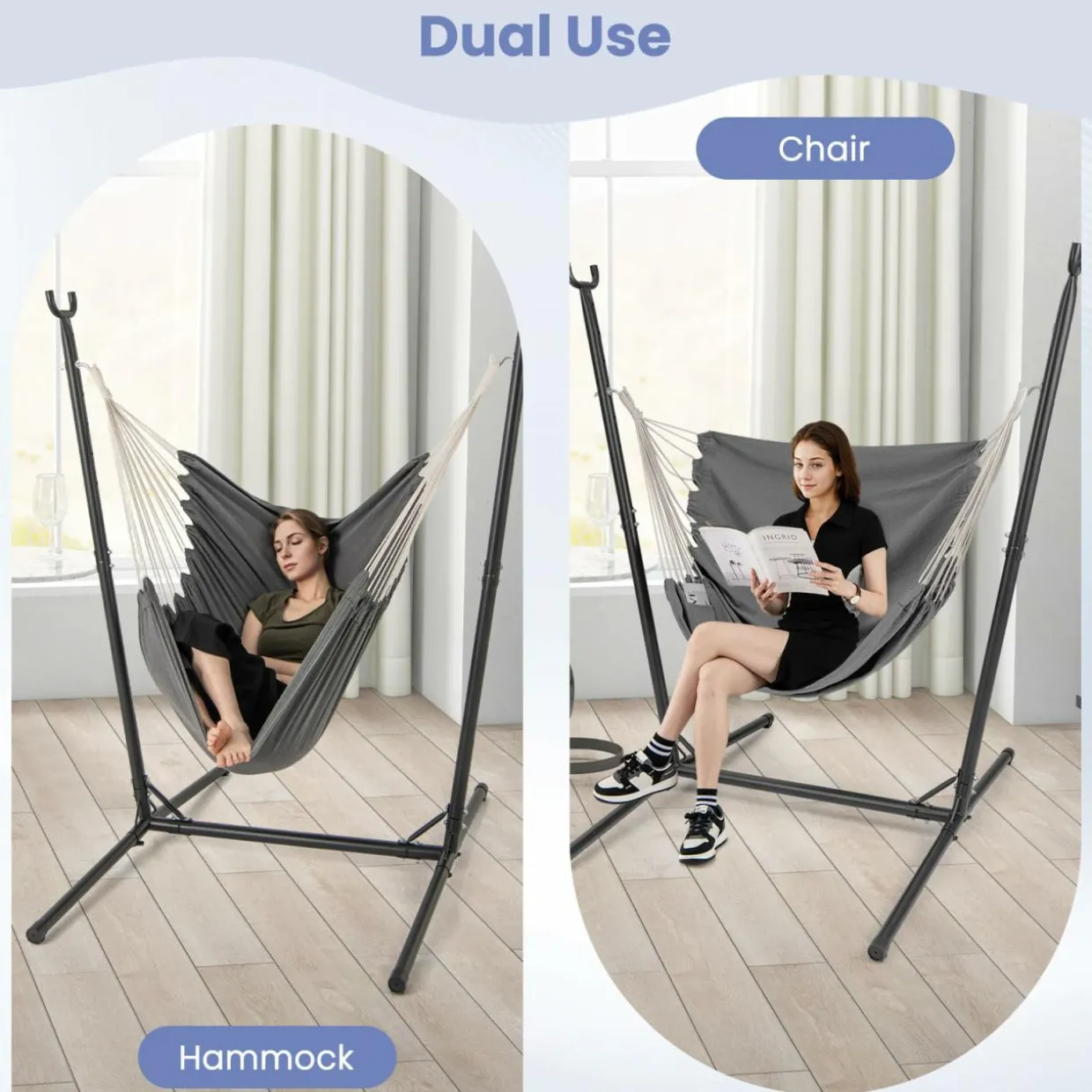 Tangkula Adjustable Hammock Chair with Stand