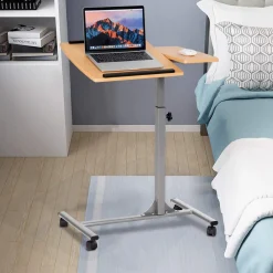 TANGKULA Adjustable Laptop Notebook Desk Table Stand Holder Swivel Home Office Wheels (2 x Wood Table)
