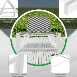 Tangkula Adjustable Patio Lounge Chair with Wheels, Outdoor Chaise Lounge with Breathable Fabric and Sturdy Metal Frame