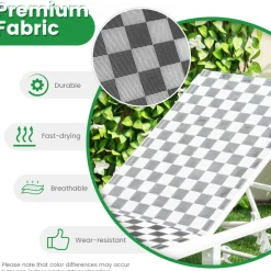 Tangkula Adjustable Patio Lounge Chair with Wheels, Outdoor Chaise Lounge with Breathable Fabric and Sturdy Metal Frame