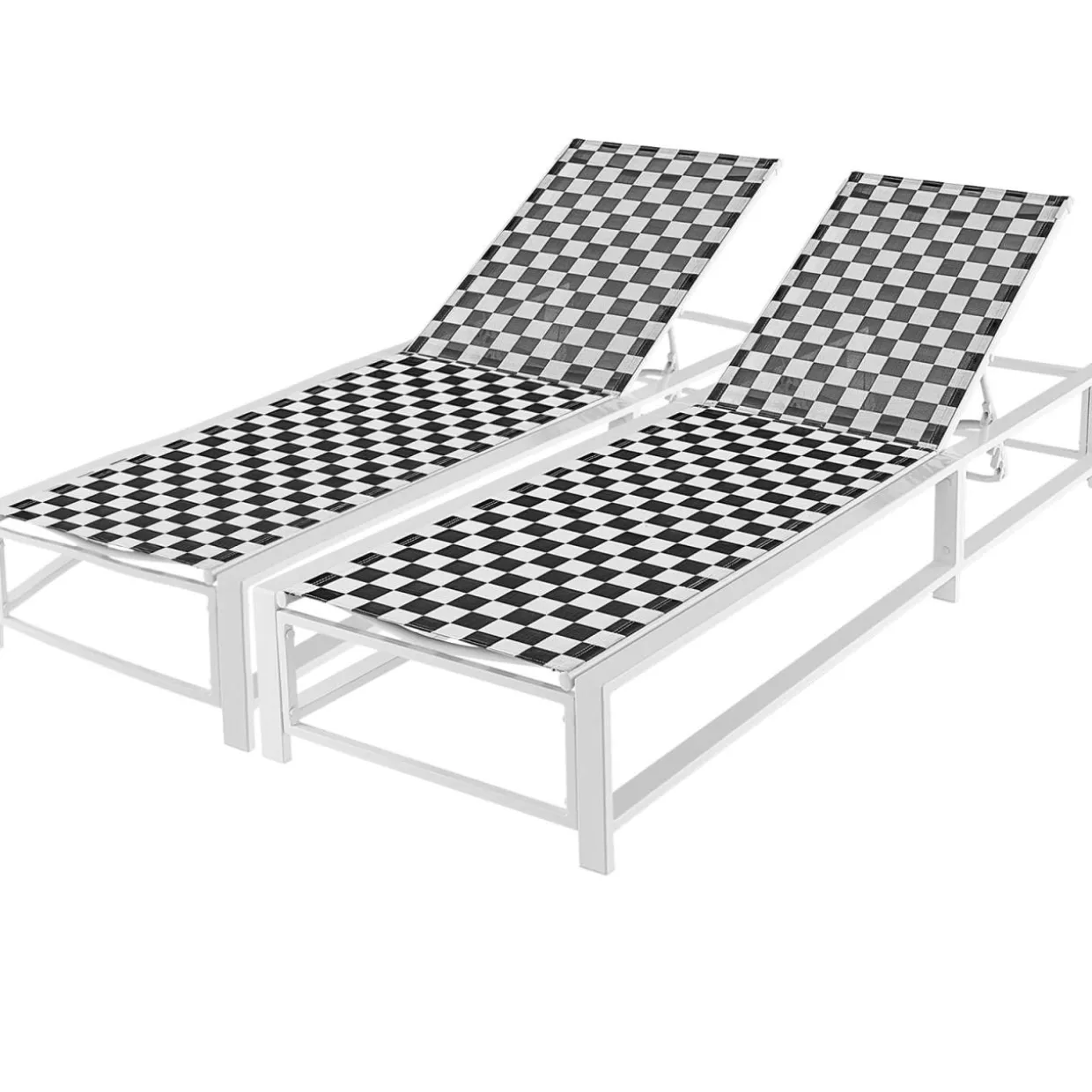 Tangkula Adjustable Patio Lounge Chair with Wheels, Outdoor Chaise Lounge with Breathable Fabric and Sturdy Metal Frame