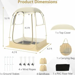 Tangkula All Weather Sports Tent for 1-2 People, Pop Up Instant Tent with Waterproof Tarp Floor