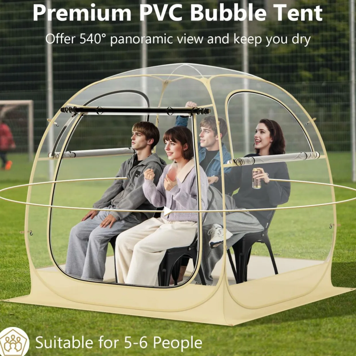 Tangkula All Weather Sports Tent for 5-6 People, Pop Up Instant Tent with Waterproof Tarp Floor
