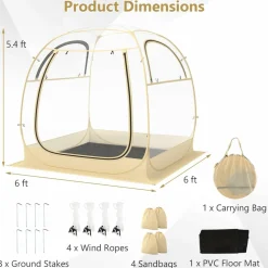 Tangkula All Weather Sports Tent for 5-6 People, Pop Up Instant Tent with Waterproof Tarp Floor