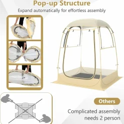 Tangkula All Weather Sports Tent for 1-2 People, Pop Up Instant Tent with Waterproof Tarp Floor