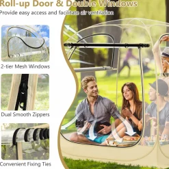Tangkula All Weather Sports Tent for 5-6 People, Pop Up Instant Tent with Waterproof Tarp Floor