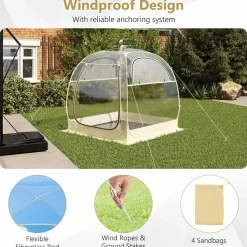 Tangkula All Weather Sports Tent for 5-6 People, Pop Up Instant Tent with Waterproof Tarp Floor