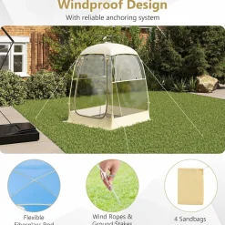 Tangkula All Weather Sports Tent for 1-2 People, Pop Up Instant Tent with Waterproof Tarp Floor