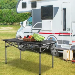 Tangkula Aluminum Folding Camping Table, Lightweight Roll-up Camp Table for 4-6 People with Large Tabletop & Carry Bag