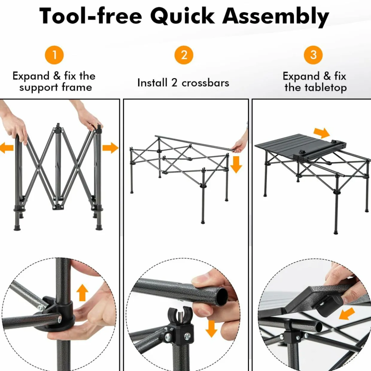 Tangkula Aluminum Folding Camping Table, Lightweight Roll-up Camp Table for 4-6 People with Large Tabletop & Carry Bag