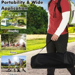Tangkula Aluminum Folding Camping Table, Lightweight Roll-up Camp Table for 4-6 People with Large Tabletop & Carry Bag