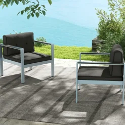Tangkula Aluminum Outdoor Patio Armchair with Cushions