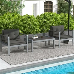 Tangkula Aluminum Outdoor Patio Armchair with Cushions