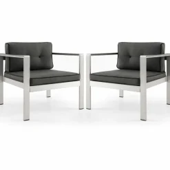 Tangkula Aluminum Outdoor Patio Armchair with Cushions