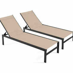 Tangkula Aluminum Patio Chaise Lounge, Outdoor Adjustable Lounge Chair with 6-Position Backrest