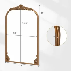Tangkula Antiqued Gold Wall Mirror(36