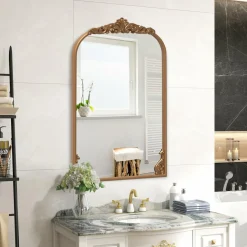 Tangkula Antiqued Gold Wall Mirror(36