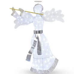 Tangkula Artificial Christmas Decor w/ 100 LED Lights 4 Ground Stakes & 10 Zip Ties Indoor & Outdoor Xmas Holiday Decoration
