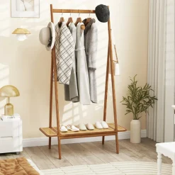 Tangkula Bamboo Clothing Rack, 65.5