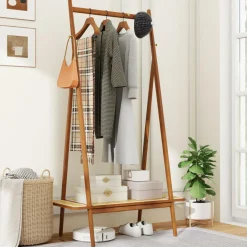 Tangkula Bamboo Clothing Rack, 65.5
