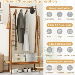 Tangkula Bamboo Clothing Rack, 65.5
