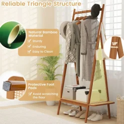 Tangkula Bamboo Clothing Rack, 65.5