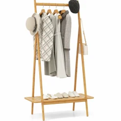 Tangkula Bamboo Clothing Rack, 65.5