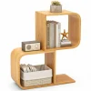 Tangkula Bamboo Geometric Bookshelf