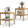 Tangkula Bamboo Nightstand Set of 2