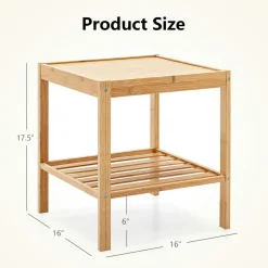 Tangkula Bamboo Nightstand Set of 2