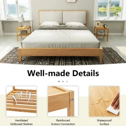 Tangkula Bamboo Nightstand Set of 2