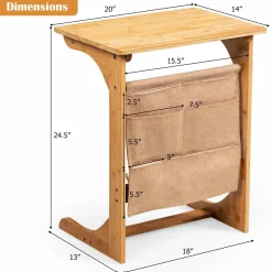 Tangkula Bamboo TV Tray Table for Living Room, Sofa Side Table