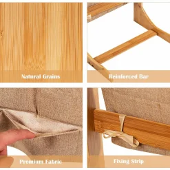 Tangkula Bamboo TV Tray Table for Living Room, Sofa Side Table