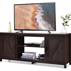 Tangkula Barn Door TV Stand, TV Console Table for TVs up to 65 Inch