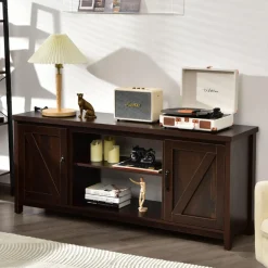 Tangkula Barn Door TV Stand, TV Console Table for TVs up to 65 Inch
