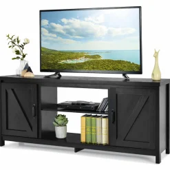 Tangkula Barn Door TV Stand, TV Console Table for TVs up to 65 Inch