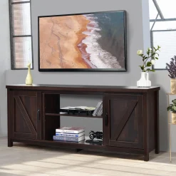 Tangkula Barn Door TV Stand, TV Console Table for TVs up to 65 Inch