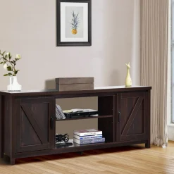 Tangkula Barn Door TV Stand, TV Console Table for TVs up to 65 Inch